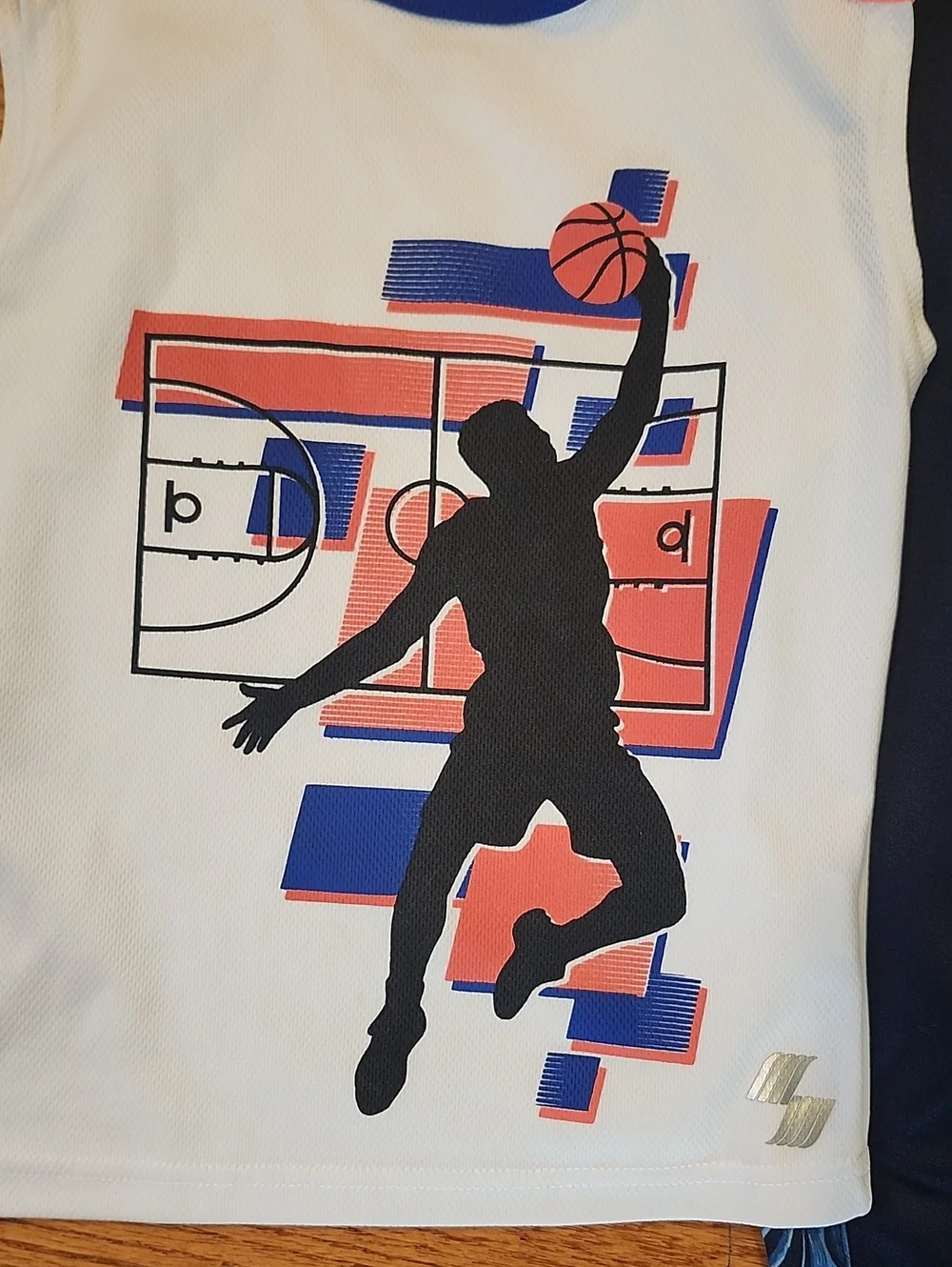 🏀FREE TANK! Boy's Place Navy Joggers with Blue Patterned Side Stripes; M7/8